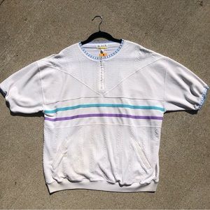 Vintage retro 80s 90s unisex Blast Plus White L top short sleeve tee detailed